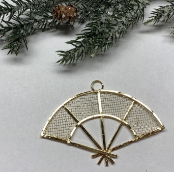 Dekoanhänger aus Metall-Gitter, Fächer gold